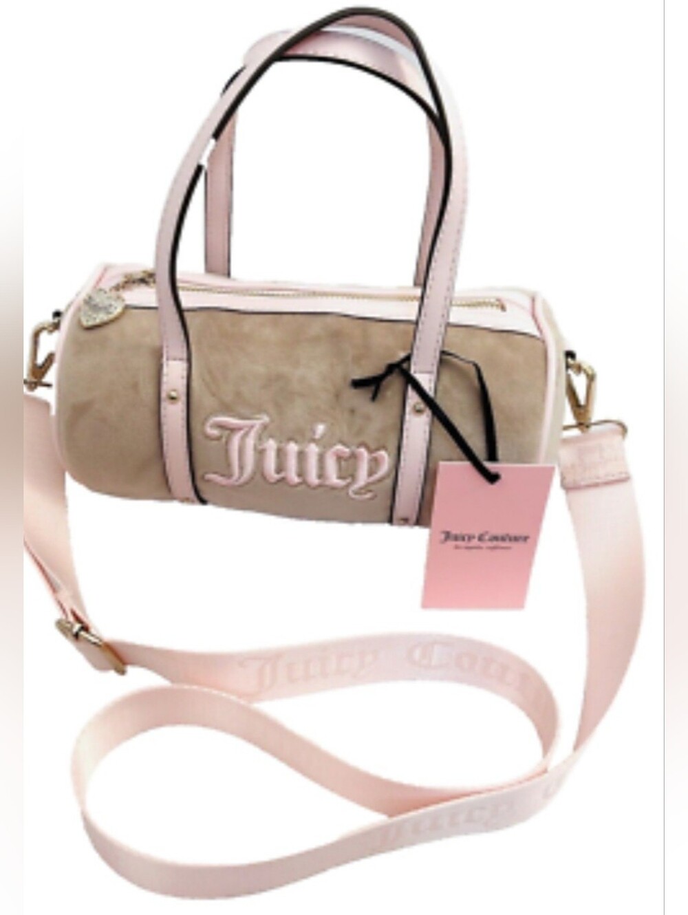 Juicy Couture Pink and Beige Barrel Crossbody Bag